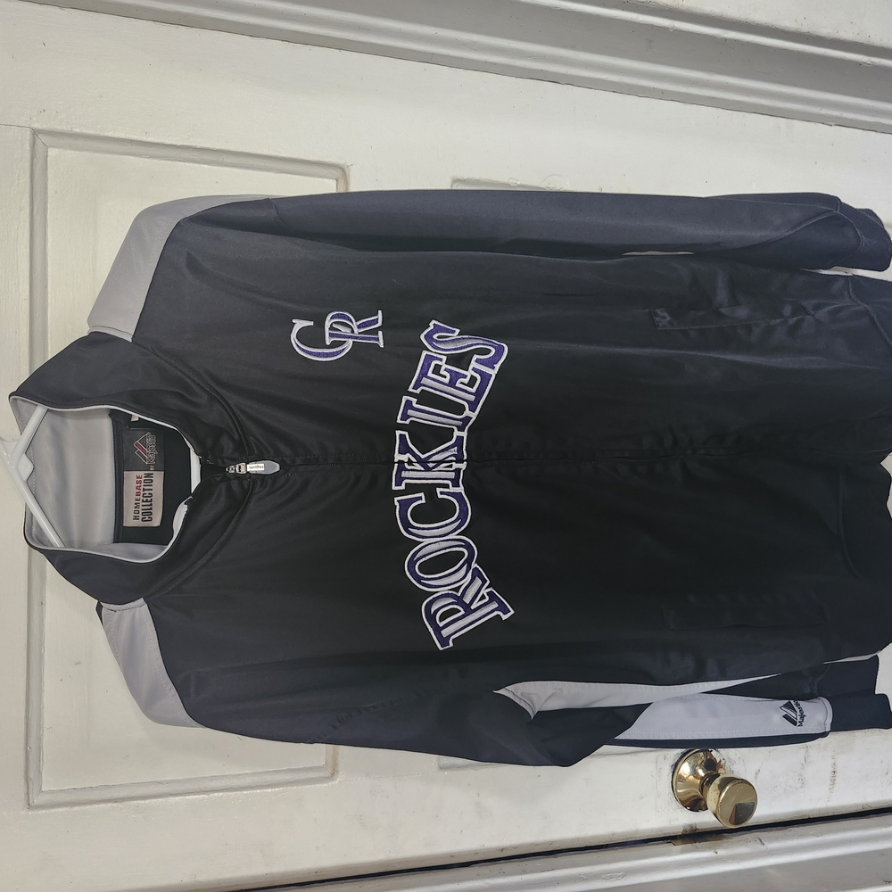 Majestic Black and Gray Rockies Windbreaker